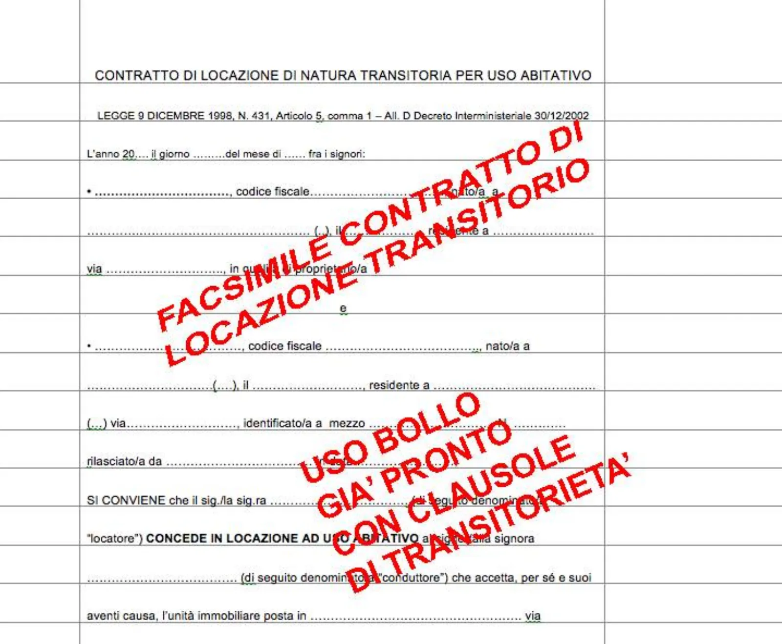 Contratto di locazione casa ammobiliata