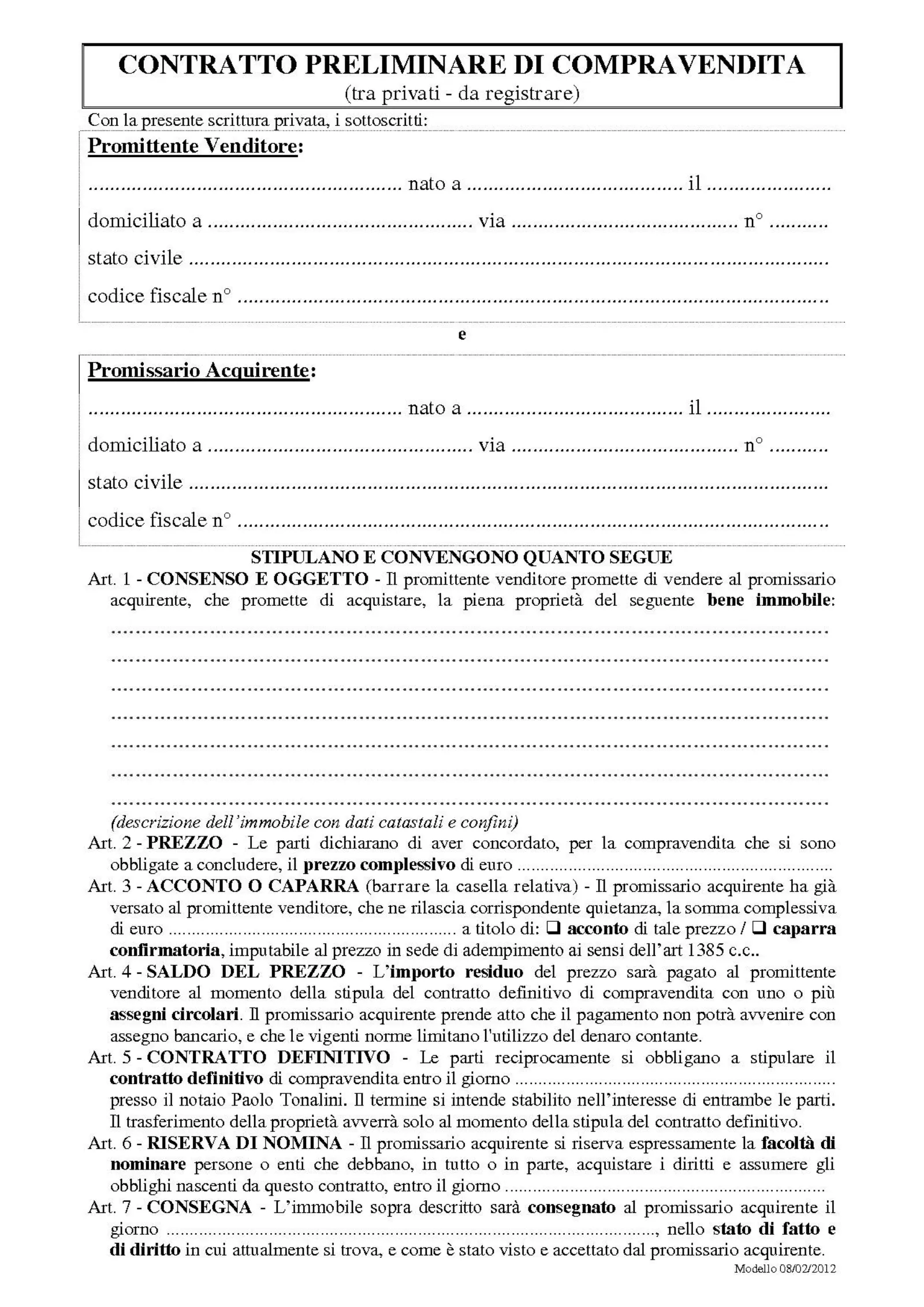 Il Preliminare Di Compravendita