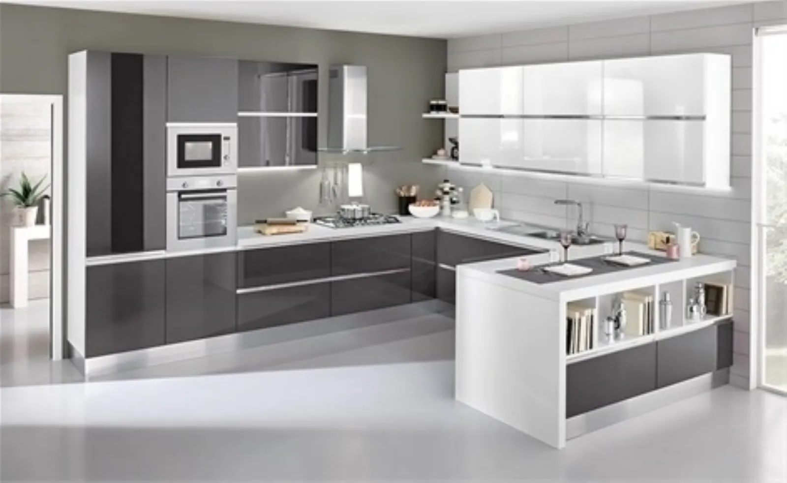 Cucina Veronica bianco/grafite lucido di Mondo Convenienza. Misure