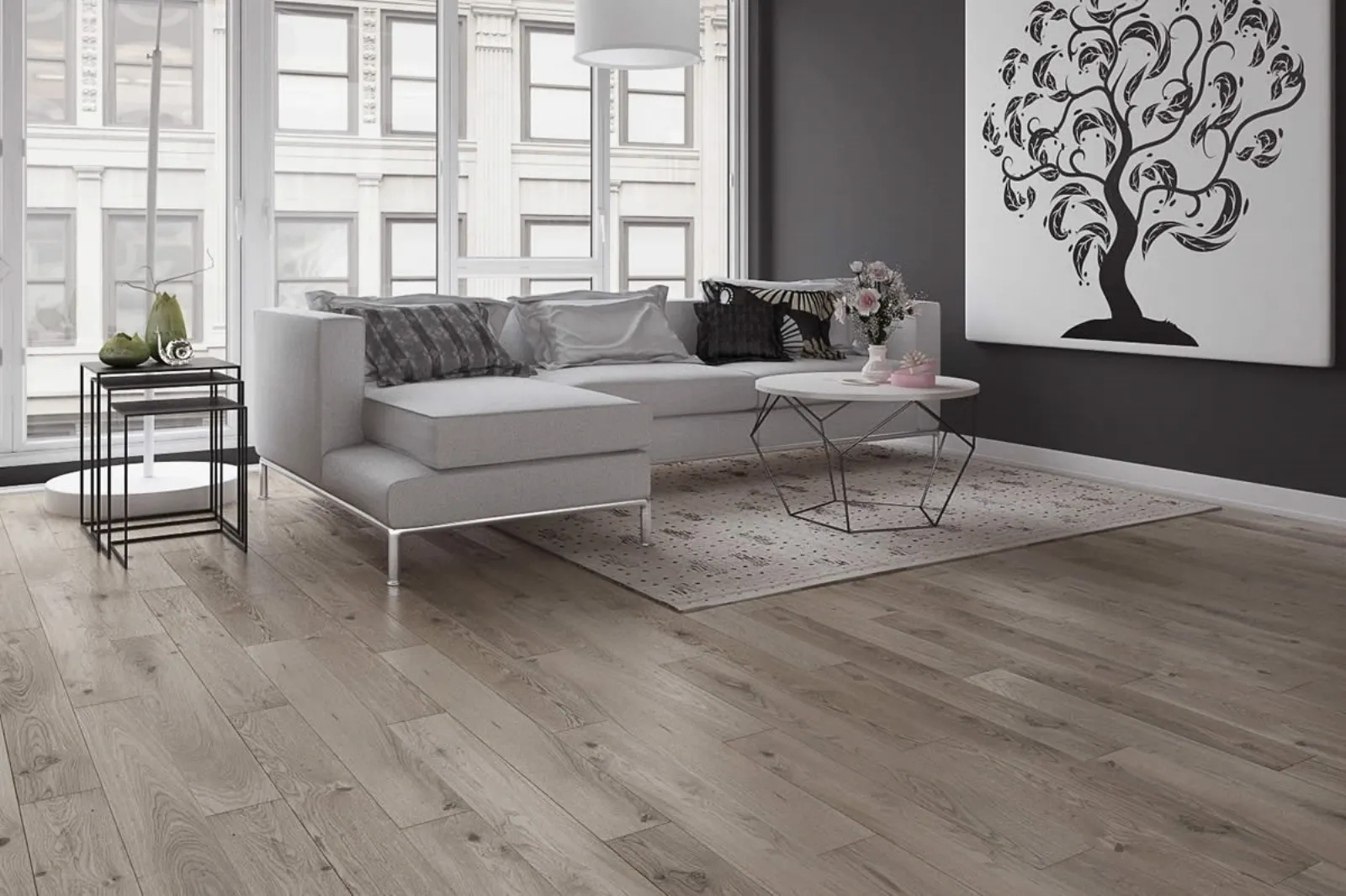 Parquet grigio per ambienti di stile Parquet grigio scuro