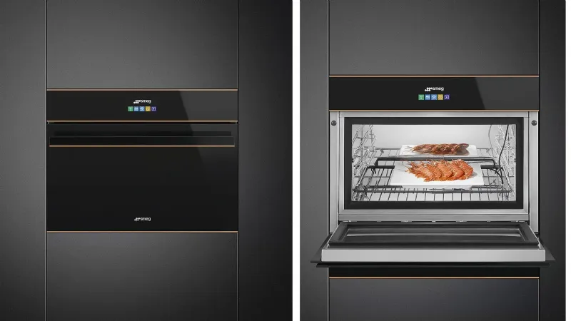 Abbattitore di temperatura da incasso in vetro collezione Dolce Stil Novo di Smeg