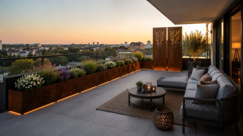 L'acciaio corten arreda con gusto terrazzi urbani e giardini