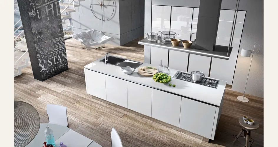 Vetro e gres porcellanato per il modello Bijou di Aran Cucine