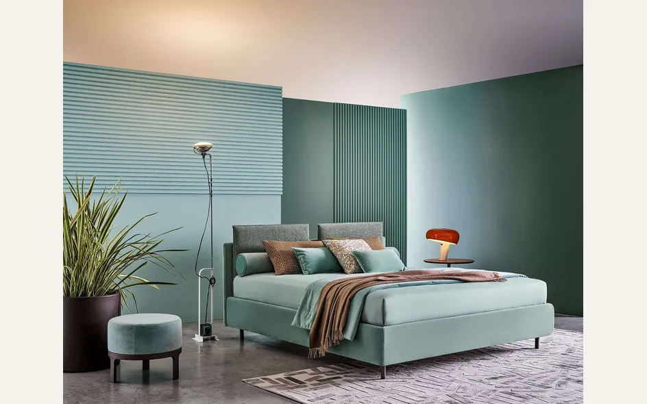 Verde nella zona notte e manutenzione dei tessuti (foto Letto Twils Frick)