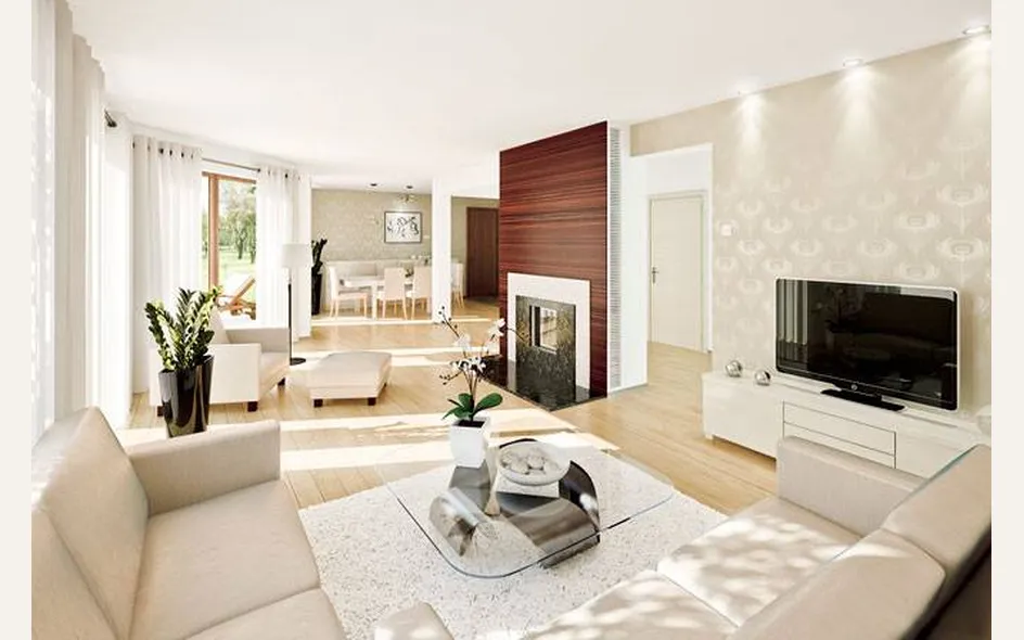 Living moderno in beige e bianco