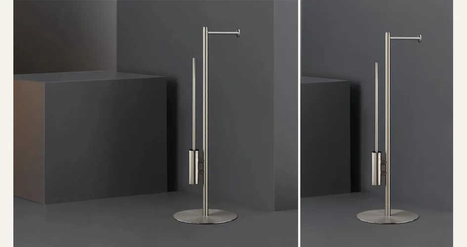 Ceadesign - Stem 17: piantana portarotolo e scopino in acciaio inox