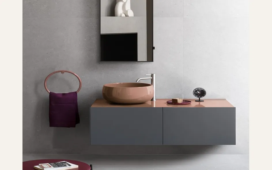 Delfo è il mobile lavabo con piano in ceramica di Ceramica Cielo