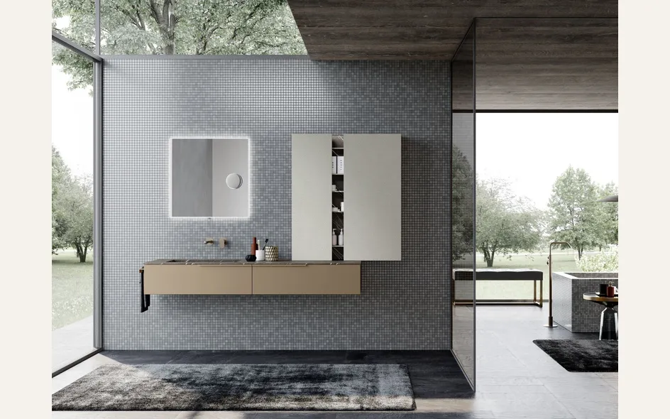 Materiali e rivestimenti per trasformare il bagno in una spa (foto Arredo bagno Baxar M1 System 121)
