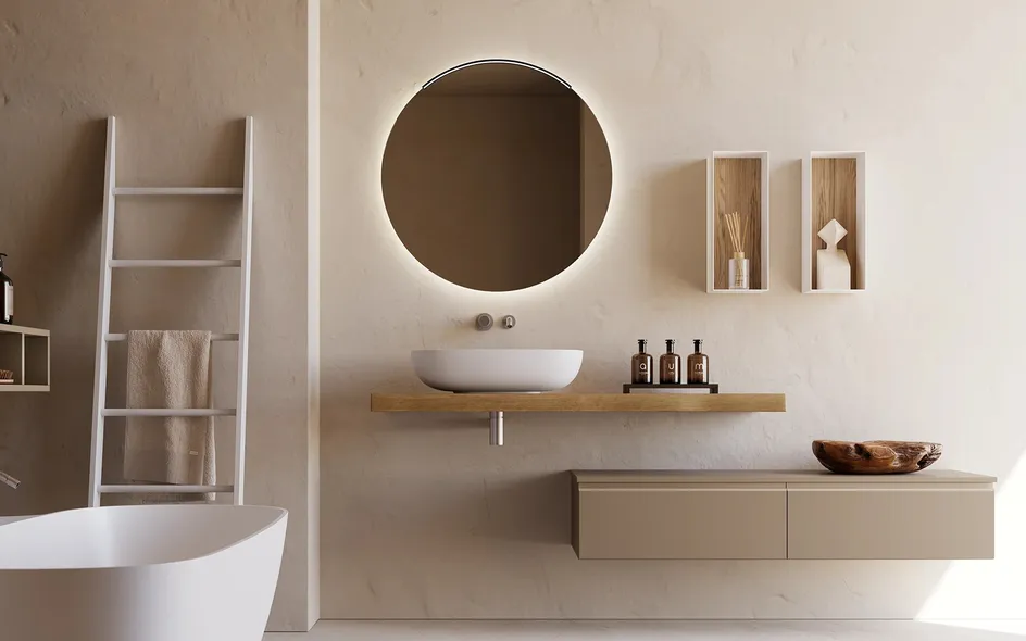 Illuminazione e comfort per trasformare il bagno in una spa (foto Specchio Arteba New Smart NS01)