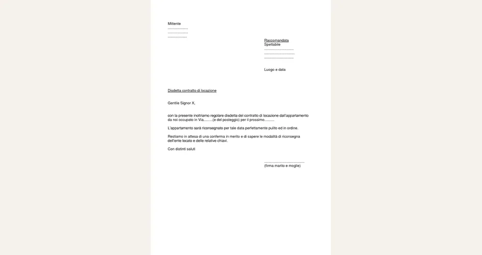 Disdetta di un contratto di locazione transitorio