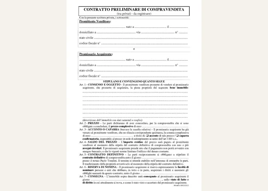 Modello standard di contratto preliminare