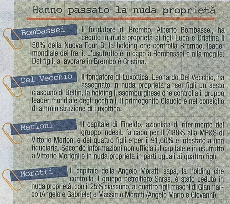 Casi celebri di donazione con nuda proprietà