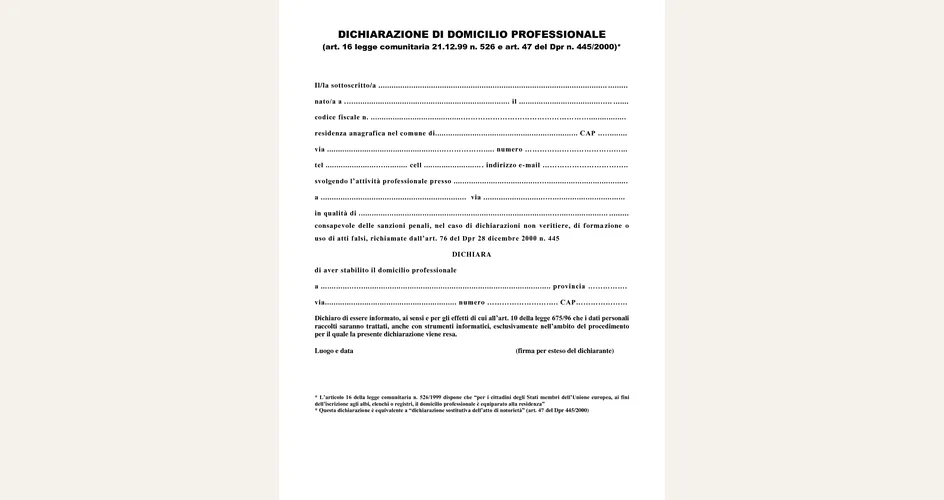 Dichiarazione di domicilio