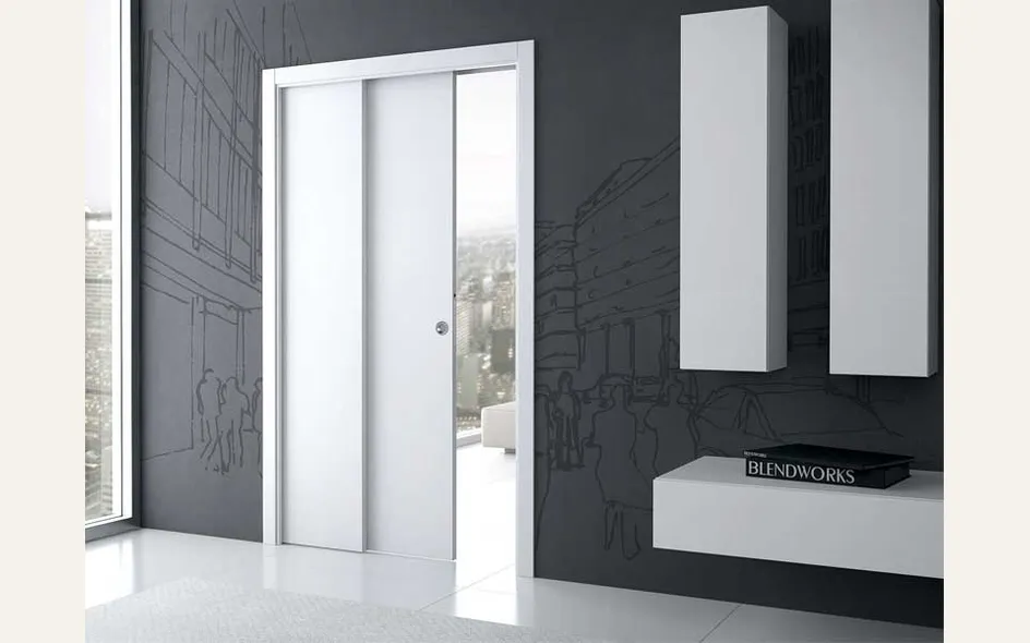 Porta scorrevole con fermo ammortizzato