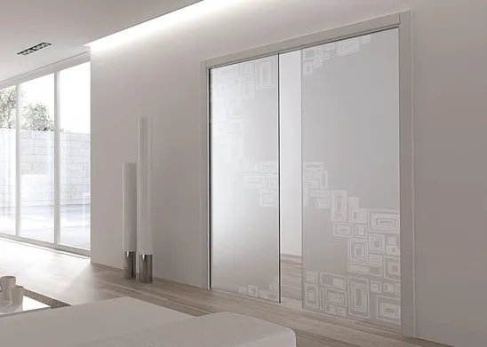 porte in vetro decorato scorrevole