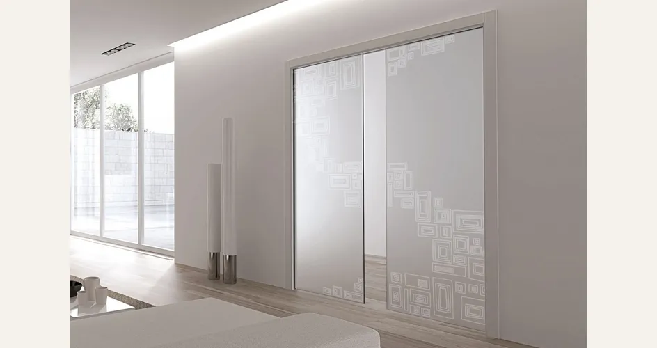 porte in vetro decorato scorrevole