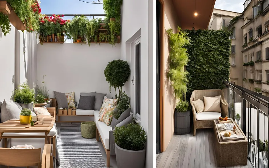 Organizza gli spazi in un balcone piccolo e stretto