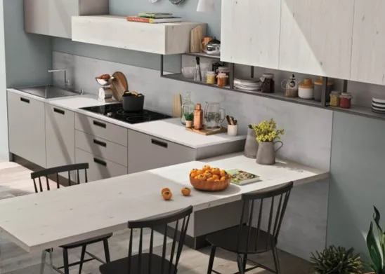 Stosa - Modello Infinity con piano snack in Larice Bianco