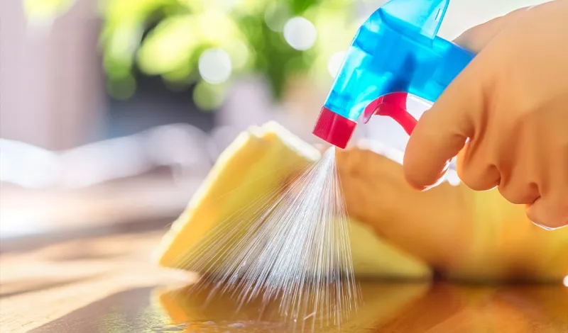 Per disinfettare i mobili in legno si può usare la candeggina diluita in acqua