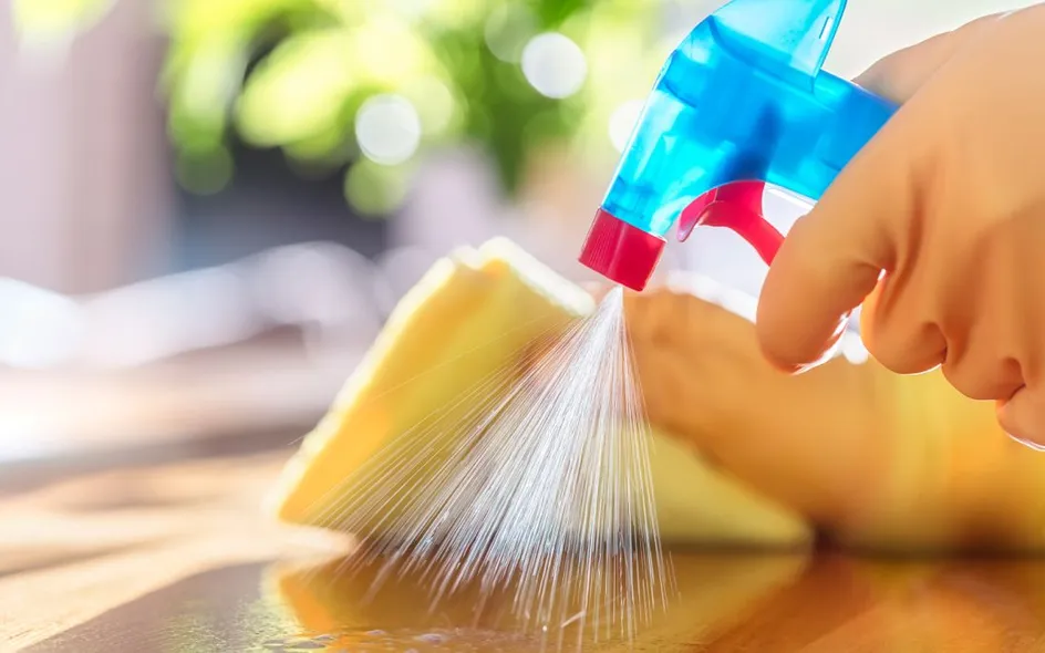 Per disinfettare i mobili in legno si può usare la candeggina diluita in acqua