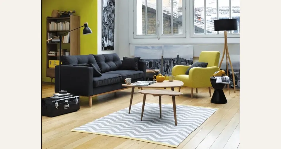 Tappeto Wave by Maisons du Monde, grigio in cotone a pelo corto