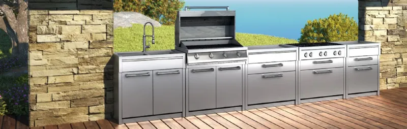 Soluzioni modulari per il barbecue da incasso Green 90 di Steel