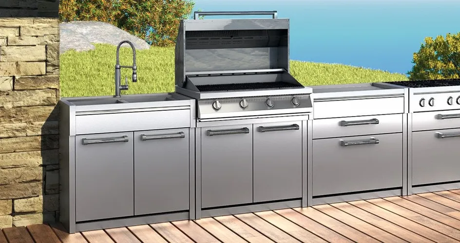 Soluzioni modulari per il barbecue da incasso Green 90 di Steel