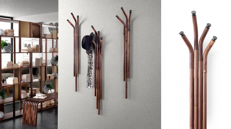 Appendiabiti da parete in legno massello Mikado di Pacini & Cappellini 