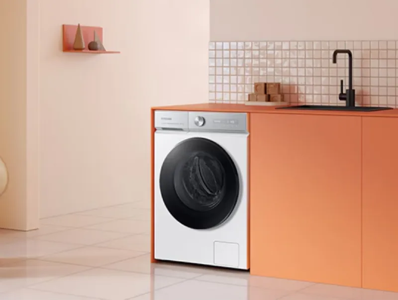 Lavatrice BESPOKE AI QuickDrive di Samsung, rileva automaticamente il tipo di tessuto e la velocità di centrifuga adatta