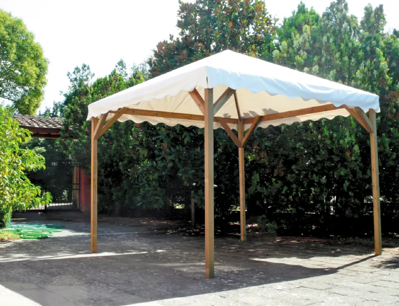 Gazebosimple, il kit per il gazebo fai da te proposto dai Fratelli Aquilani, con 4 pali con telo in pvc