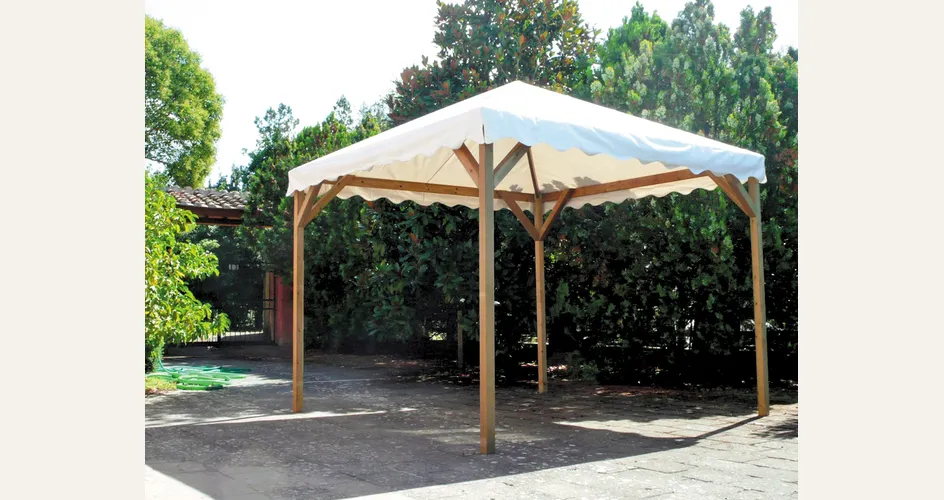 Gazebosimple, il kit per il gazebo fai da te proposto dai Fratelli Aquilani, con 4 pali con telo in pvc