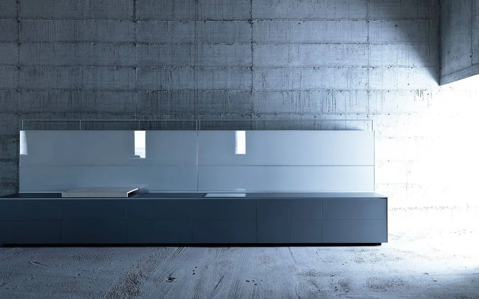 Cucina Valcucine modello Artematica Vitrum Grigio cemento New Logic System