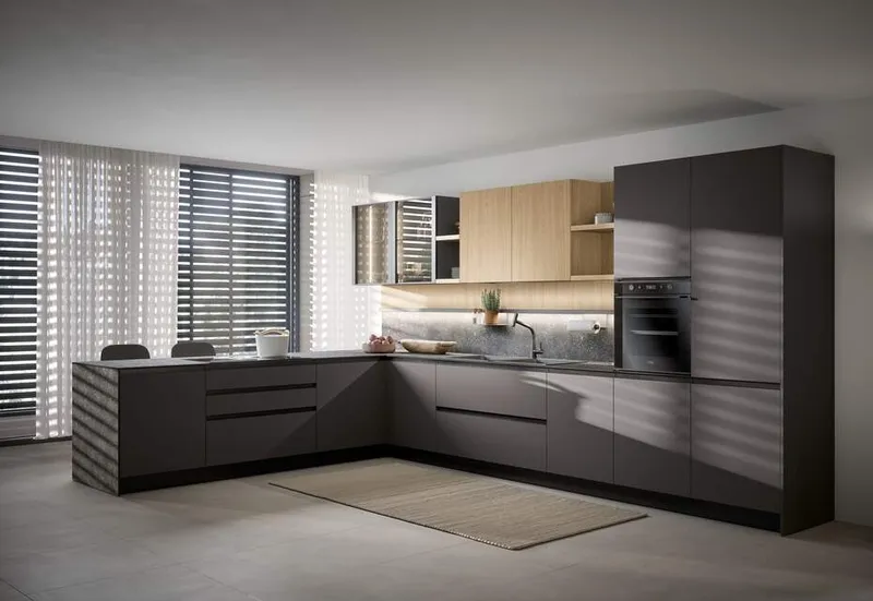 Sfruttare l'angolo della cucina ad angolo in poco spazio (foto Cucina ad angolo Creo Color Lab angolare)