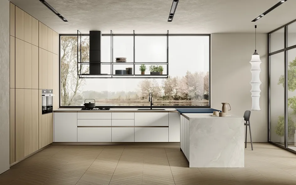Materiali e finiture per la cucina bianca e legno (foto Cucina Colombini Kitchen Lungomare 10)
