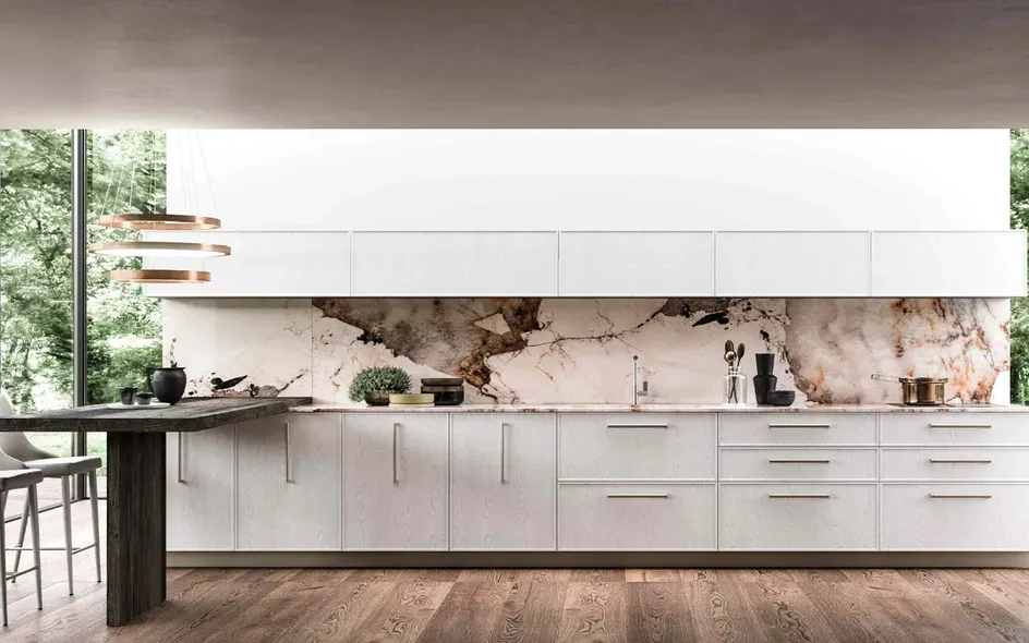 Manutenzione e cura della cucina bianca e legno (foto Cucine moderne Aran Guadalupe 06)