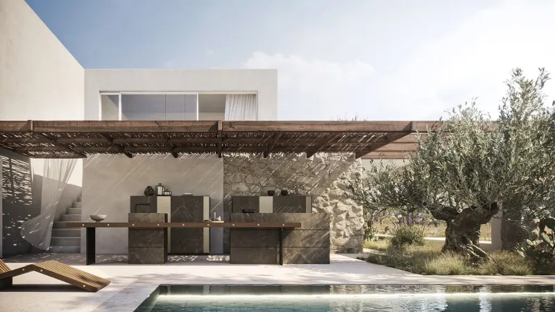 Modulnova - Project 01 - Cucina outdoor in gres e legno