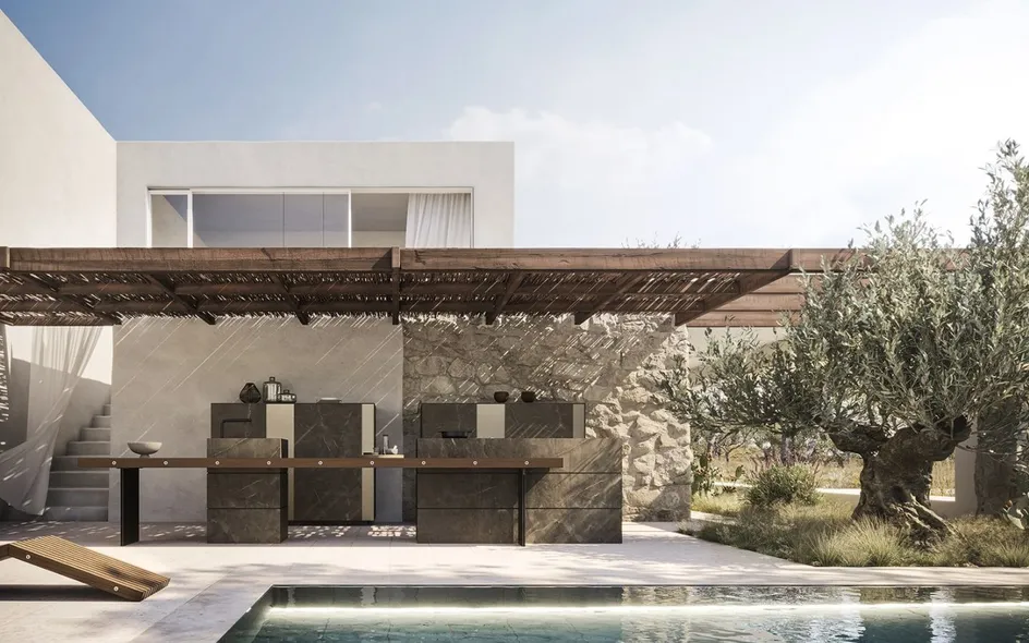Modulnova - Project 01 - Cucina outdoor in gres e legno