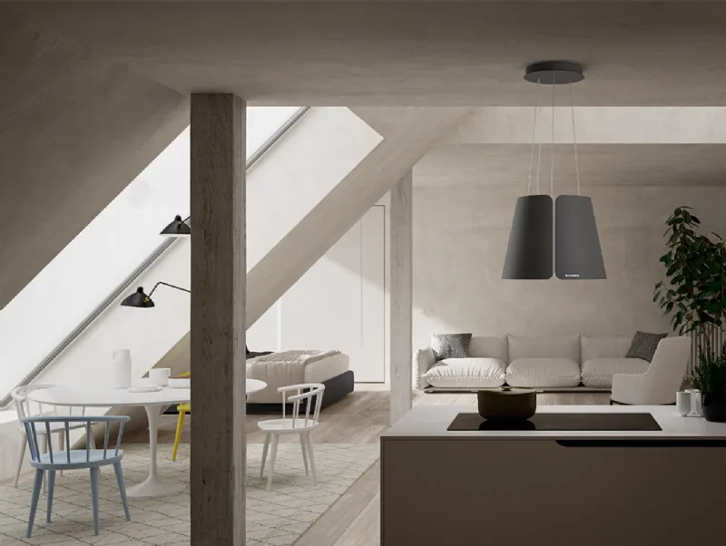 Cappa a lampadario Beat di Faber, elevata capacità di aspirazione con un livello minimo di rumorosità