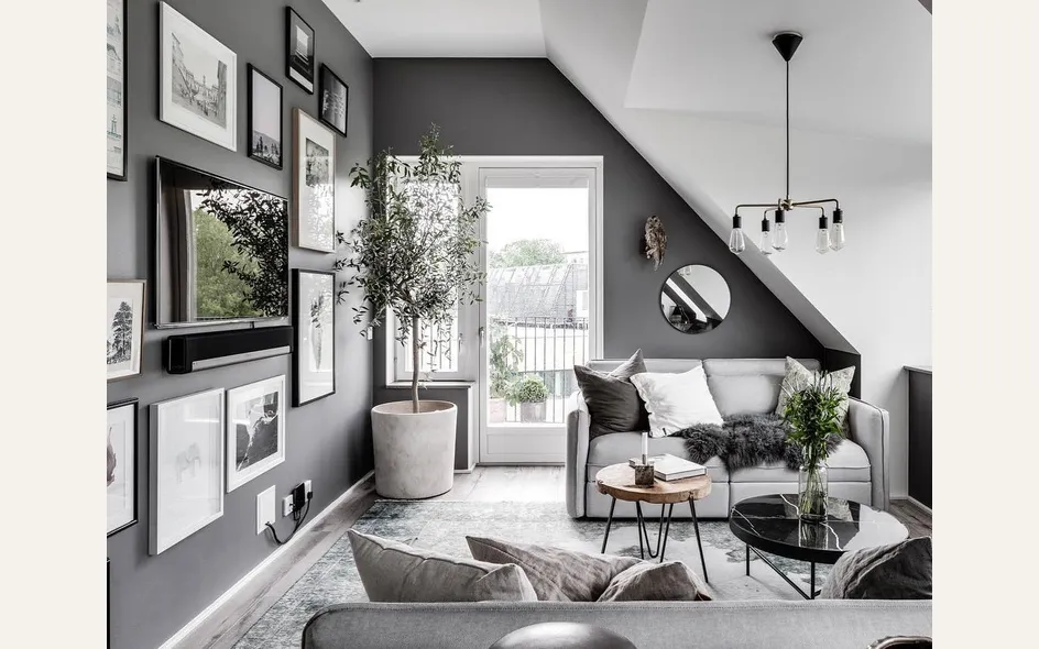 Salotto moderno piccolo arredato in stile scandinavo