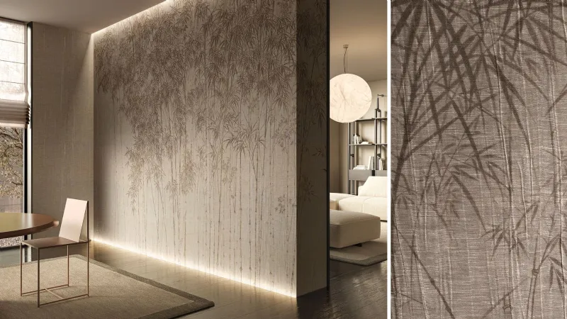 Glamora - Chiaroscuro: rivestimento murale tessile in puro lino