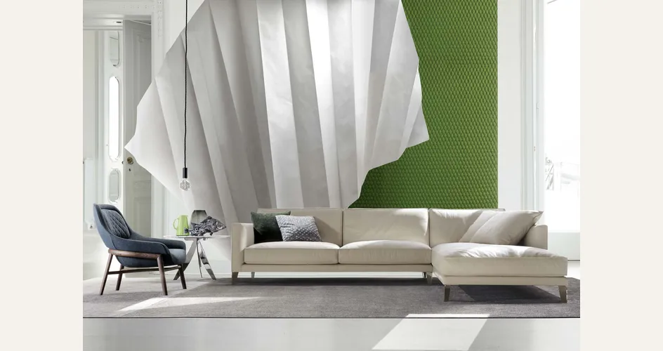 Divano in pelle Time Break con chaise longue di BertO 