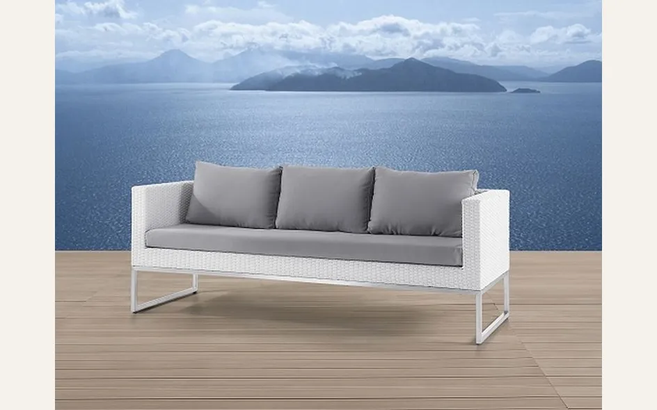Divano rattan bianco