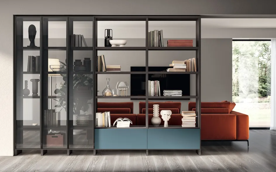 Sistema Parete Fluida - Libreria modulare di Scavolini