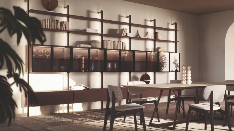 Dall'Agnese - Bamboo: libreria in metallo con ante in vetro