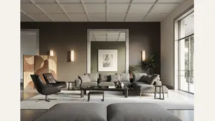 Perché il blu come parete funziona quando il soggiorno guarda il mare (foto Divano Flexform Bretton)