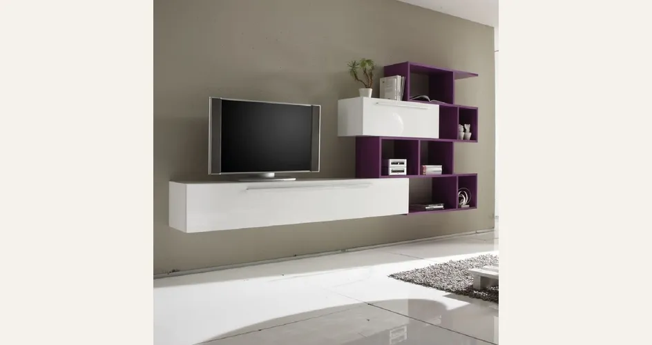 Soggiorno moderno in bianco e viola