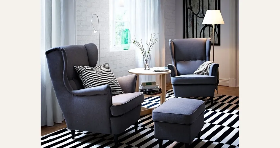 Soggiorno Ikea nei toni del blu