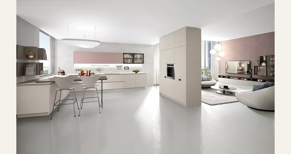 Soggiorno moderno con cucina a vista