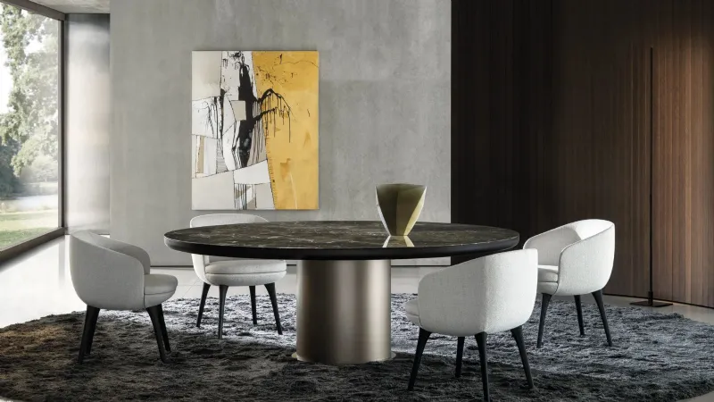 Tavolo rotondo in marmo Brady Dining di Minotti