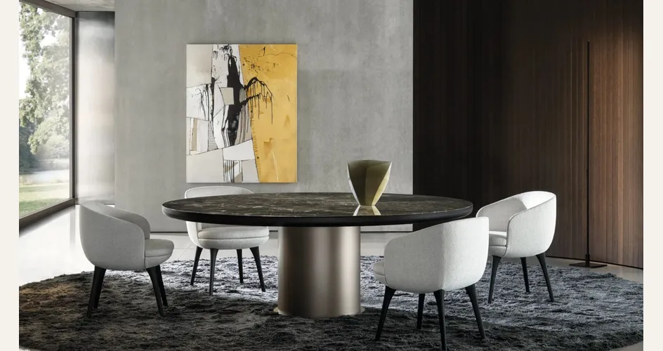 Tavolo rotondo in marmo Brady Dining di Minotti